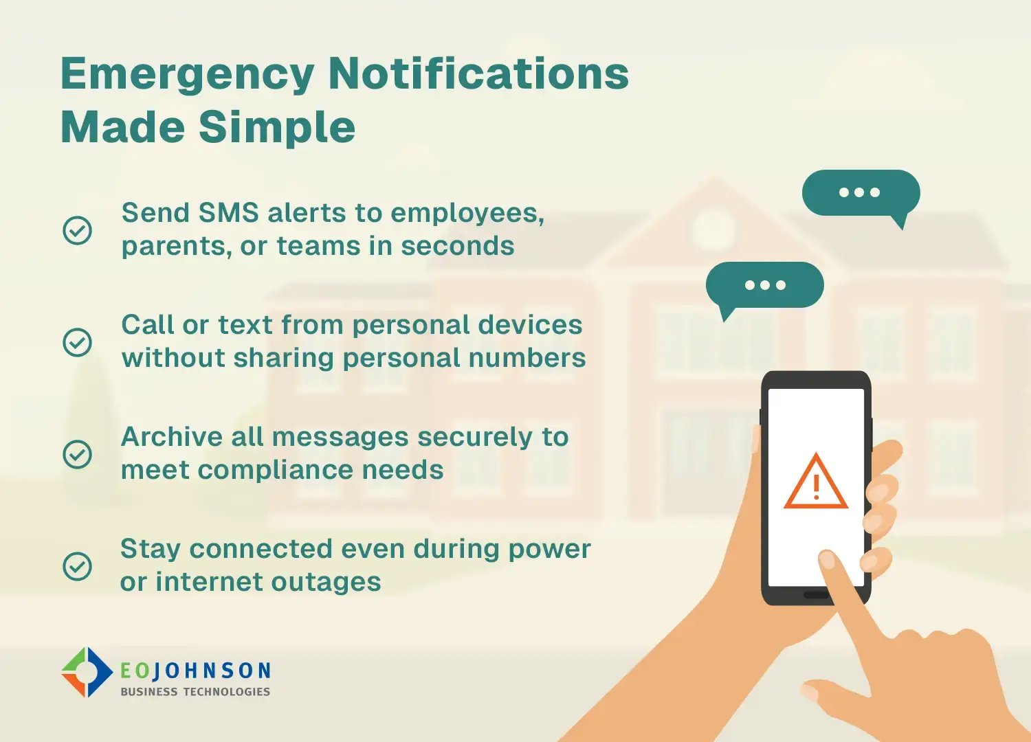 a graphic listing the way VOIP texting makes sending notifications simple