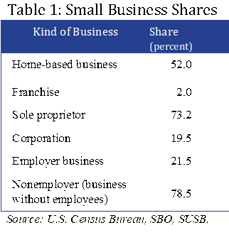 Table 1: Small Business Shares