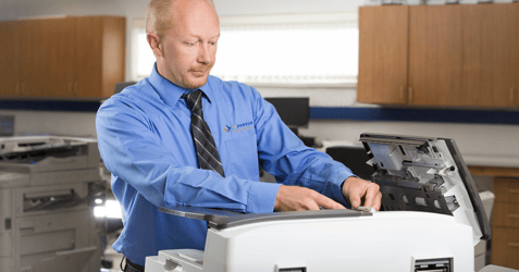 Service tech with printer