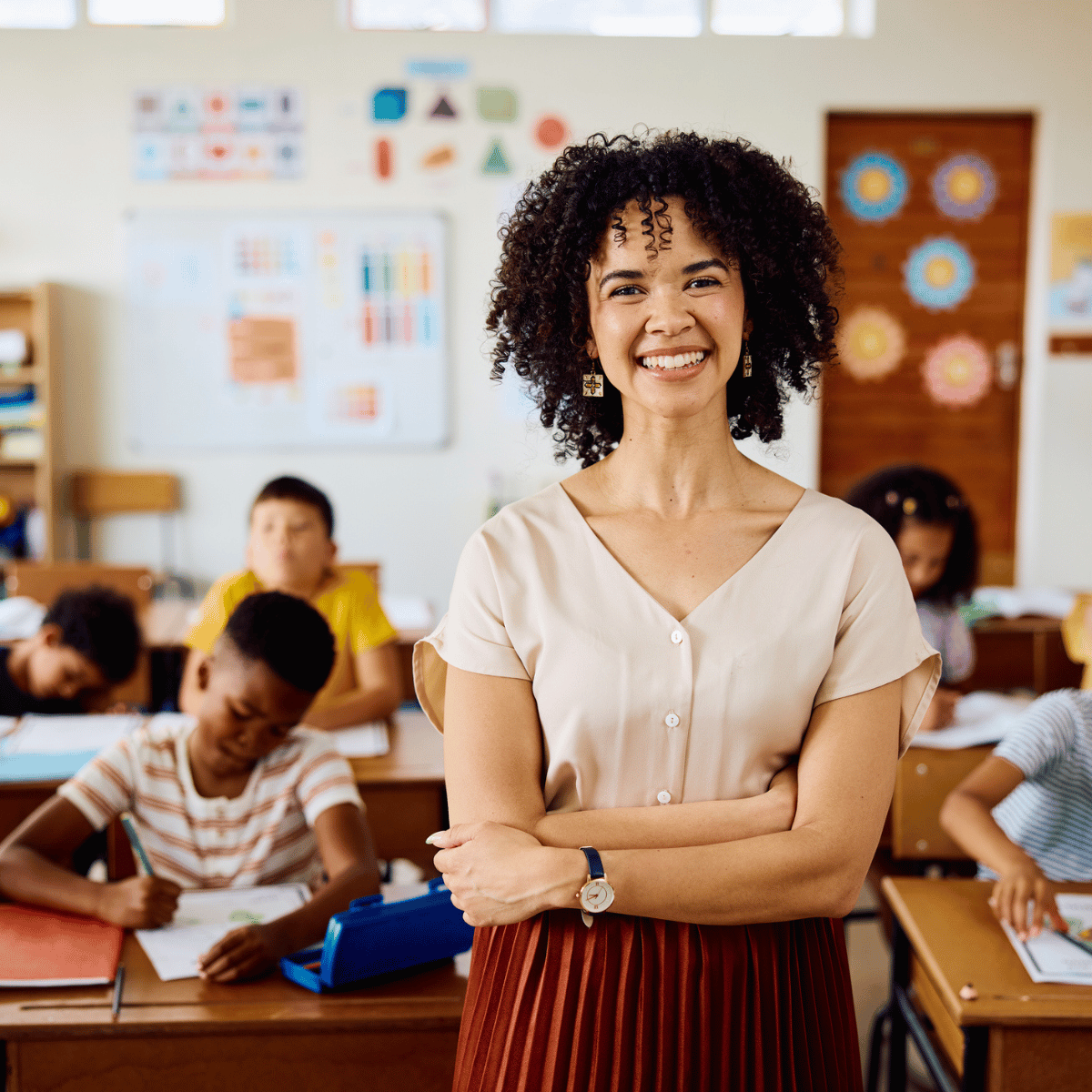 image of a teacher in a k-12 classroom