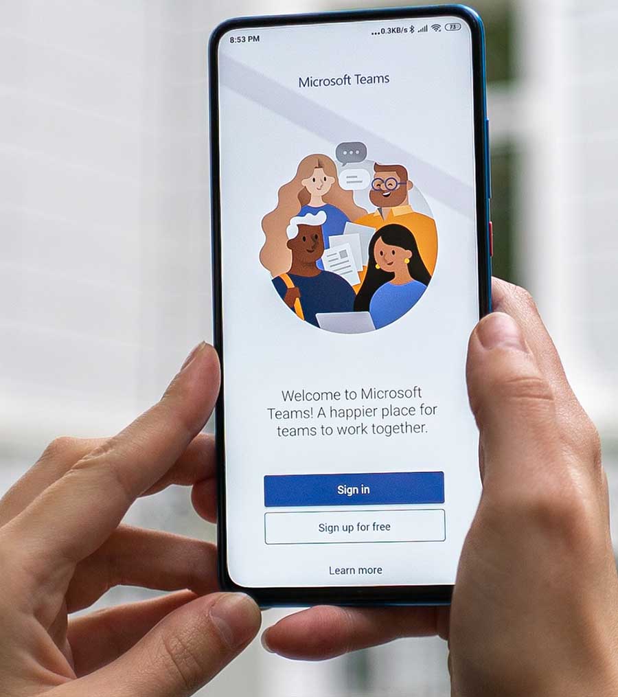 Microsoft Teams app on mobile phone, Microsoft 365 consulting